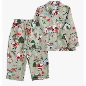 POTTERY BARN KIDS Candy Cane Village Flannel Pajama Set Kids Size 6 NEW Holiday